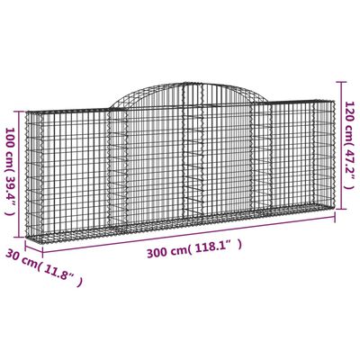 vidaXL Συρματοκιβώτια Τοξωτά 11 τεμ. 300x30x100/120 εκ. Γαλβαν. Ατσάλι