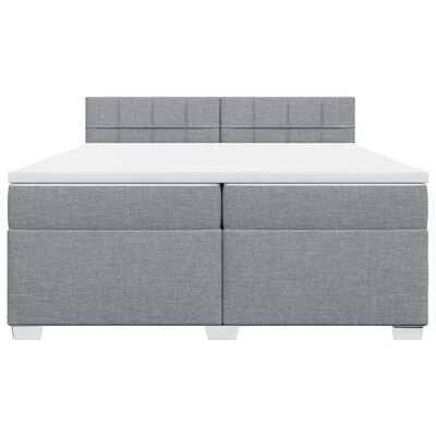 vidaXL Κρεβάτι Boxspring με Στρώμα Ανοιχτό Γκρι 200x200 εκ. Υφασμάτινο