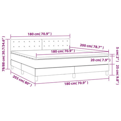 vidaXL Κρεβάτι Boxspring με Στρώμα Σκούρο Γκρι 180x200 εκ. Βελούδινο