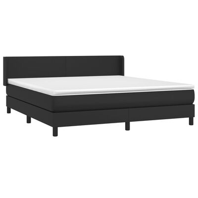 vidaXL Κρεβάτι Boxspring με Στρώμα Μαύρο 160x200εκ.από Συνθετικό Δέρμα