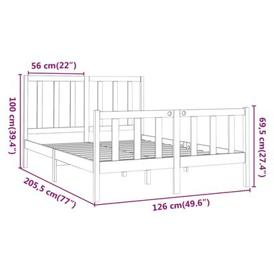 vidaXL Πλαίσιο Κρεβατιού Μαύρο 120 x 200 εκ. από Μασίφ Ξύλο Πεύκου