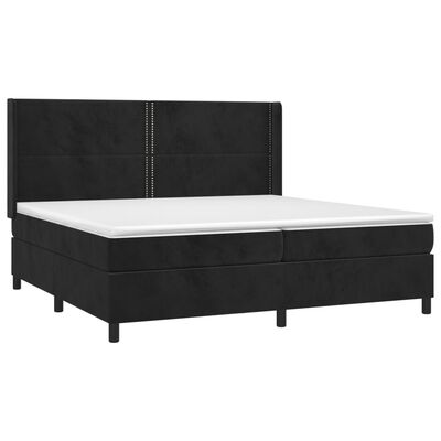 vidaXL Κρεβάτι Boxspring με Στρώμα & LED Μαύρο 200x200 εκ. Βελούδινο