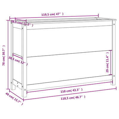 vidaXL Ζαρντινιέρα Υπερυψωμένη 119,5x40x78εκ. Μασίφ Ξύλο Ψευδοτσούγκας