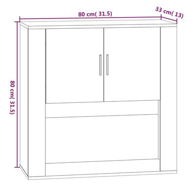 vidaXL Ντουλάπι Τοίχου Λευκό 80x33x80 εκ. από Επεξεργασμένο Ξύλο