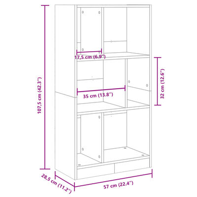 vidaXL Βιβλιοθήκη Sonoma Δρυς 57x28,5x107,5 εκ. από Επεξεργασμένο Ξύλο