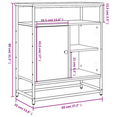 vidaXL Ντουλάπι Μαύρο 69 x 35 x 80 εκ. από Επεξεργασμένο Ξύλο