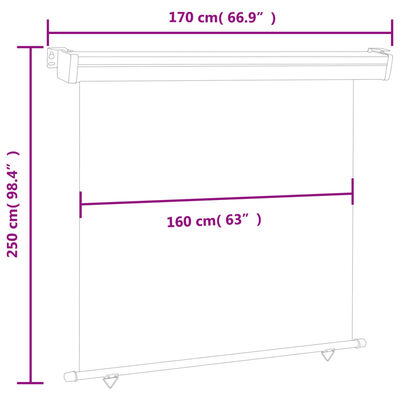 vidaXL Σκίαστρο Βεράντας Πλαϊνό Μαύρο 175 x 250 εκ.