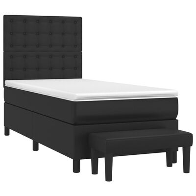 vidaXL Κρεβάτι Boxspring με Στρώμα Μαύρο 80 x 200 εκ. Συνθετικό Δέρμα