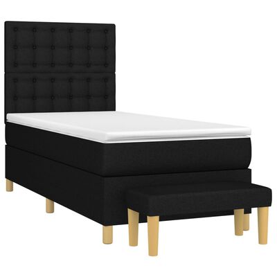 vidaXL Κρεβάτι Boxspring με Στρώμα Μαύρο 100 x 200 εκ. Υφασμάτινο