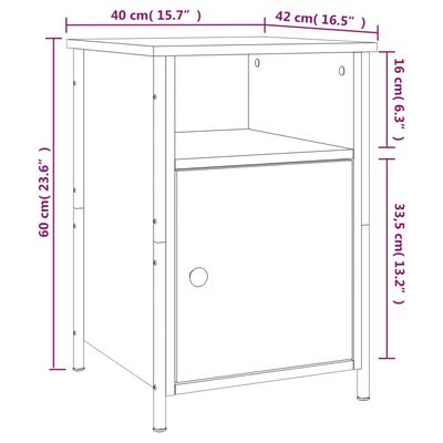 vidaXL Κομοδίνα 2 τεμ. Καφέ Δρυ 40x42x60 εκ. από Επεξεργ. Ξύλο