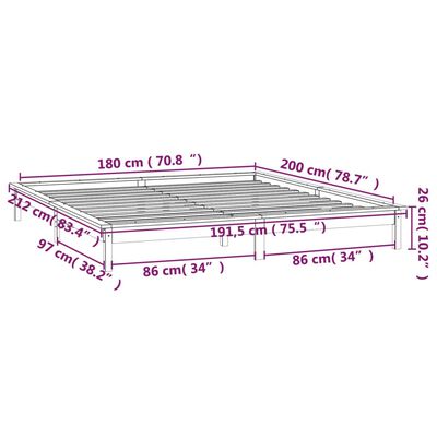 vidaXL Πλαίσιο Κρεβατιού LED Γκρι 180x200 εκ. Super King Size Ξύλο