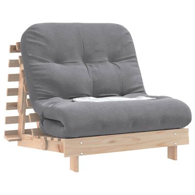 vidaXL Καναπές Κρεβάτι Futon με Στρώμα 90x206x11 εκ. Μασίφ Ξύλο Πεύκου