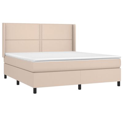 vidaXL Κρεβάτι Boxspring με Στρώμα Καπουτσίνο 160x200εκ.από Συνθ.Δέρμα