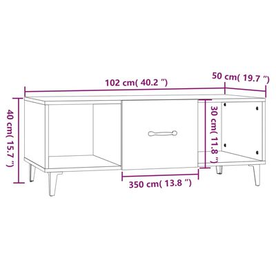 vidaXL Τραπεζάκι Σαλονιού Μαύρο 102x50x40 εκ. από Επεξεργασμένο Ξύλο