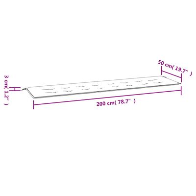 vidaXL Μαξιλάρι Πάγκου Κήπου Αν. Πράσινο 200x50x3 εκ. Ύφασμα Oxford