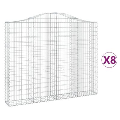 vidaXL Συρματοκιβώτια Τοξωτά 8 τεμ. 200x30x160/180 εκ. Γαλβαν. Ατσάλι