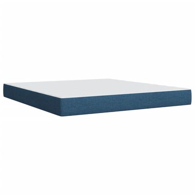 vidaXL Κρεβάτι Boxspring με Στρώμα Μπλε 180x200 εκ. Υφασμάτινο