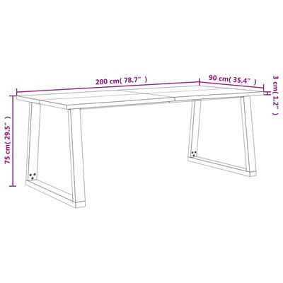 vidaXL Τραπεζαρία με Φυσικό Περίγραμμα 200x90x75 εκ Μασίφ Ξύλο Ακακίας