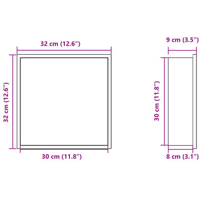 vidaXL Εσοχή Ντους Βουρστ. Χρυσό 32x32x9 εκ. Αν. Ατσάλι