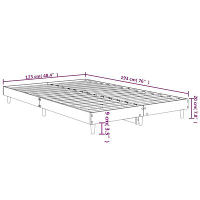 vidaXL Πλαίσιο Κρεβατιού Μαύρο 120x190 εκ. από Επεξεργασμένο Ξύλο