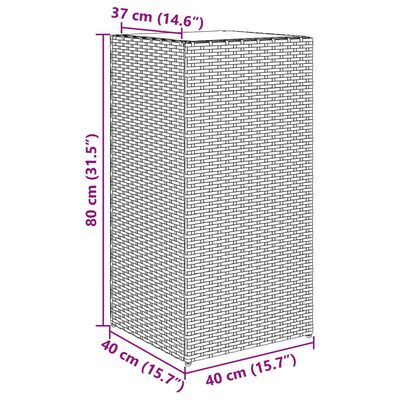 vidaXL Ζαρντινιέρες Κήπου 2 τεμ. Μαύρη 40x40x80εκ. από Συνθετικό Ρατάν