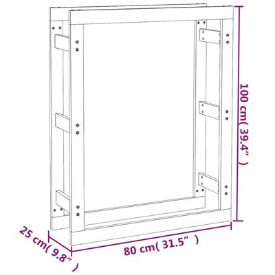 vidaXL Ραφιέρα Καυσόξυλων 80 x 25 x 100 εκ. από Μασίφ Ξύλο Πεύκου