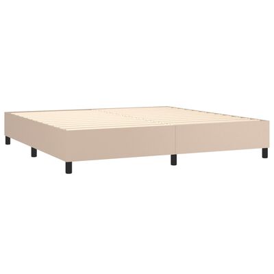 vidaXL Κρεβάτι Boxspring Στρώμα&LED Καπουτσίνο 200x200 εκ. Συνθ. Δέρμα