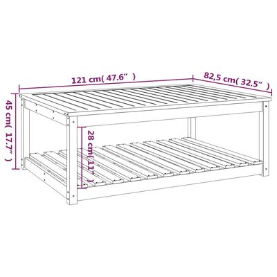 vidaXL Τραπέζι Κήπου Μαύρο 121 x 82,5 x 45 εκ. από Μασίφ Ξύλο Πεύκου