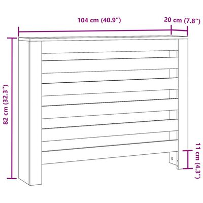 vidaXL Κάλυμμα Καλοριφέρ Γκρι Σκυροδέματος 104x20x82 εκ. Επεξ. Ξύλο