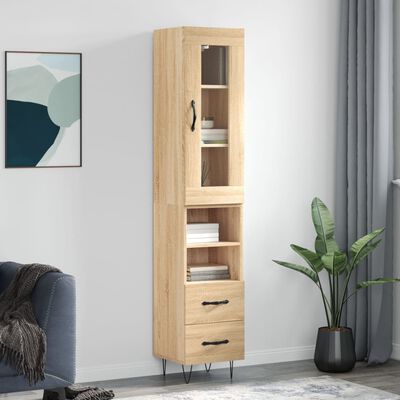 vidaXL Μπουφές Sonoma δρυς 34,5 x 34 x 180 εκ. από Επεξεργασμένο Ξύλο