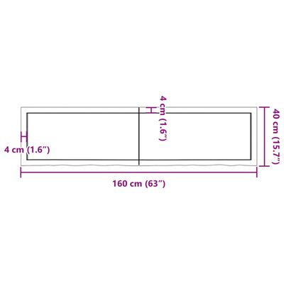 vidaXL Επιφάνεια Τραπεζιού 160x40x(2-4)εκ Ακατέργαστο Μασίφ Ξύλο Δρυός