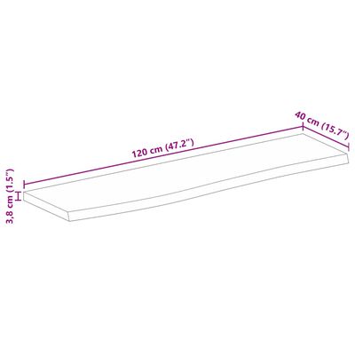 vidaXL Επιφάνεια Τραπεζιού 120x40x3,8 εκ. Live Edge Μασίφ Ξύλο Μάνγκο