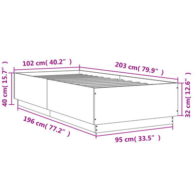 vidaXL Πλαίσιο Κρεβατιού με LED Γκρι Sonoma 100x200 εκ. Επεξεργ. Ξύλο