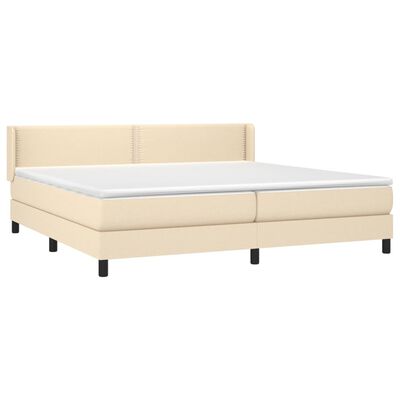 vidaXL Κρεβάτι Boxspring με Στρώμα Κρεμ 200x200 εκ. Υφασμάτινο