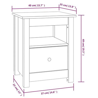 vidaXL Κομοδίνο Μαύρο 40x35x49 εκ. από Μασίφ Ξύλο Πεύκου