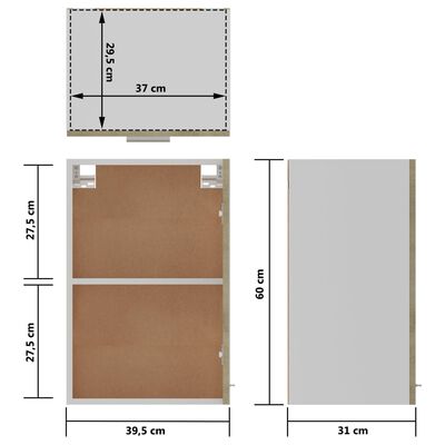 vidaXL Ντουλάπι Κρεμαστό Sonoma Δρυς 39,5x31x60 εκ. από Μοριοσανίδα