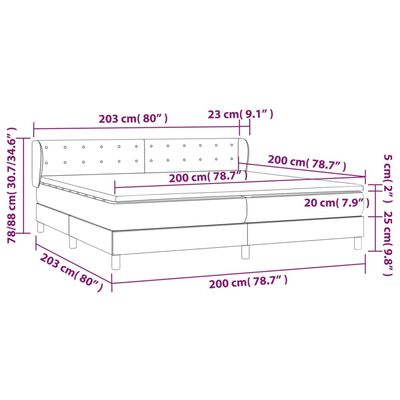 vidaXL Κρεβάτι Boxspring με Στρώμα Μαύρο 200x200 εκ. Βελούδινο