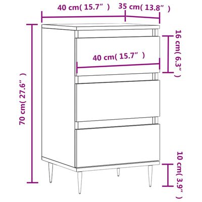 vidaXL Συρταριέρα Γυαλιστερή Λευκή 40 x 35 x 70 εκ. από Επεξεργ. Ξύλο