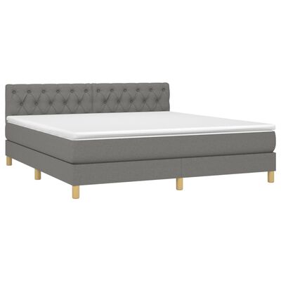 vidaXL Κρεβάτι Boxspring με Στρώμα Σκούρο Γκρι 160x200 εκ Υφασμάτινο