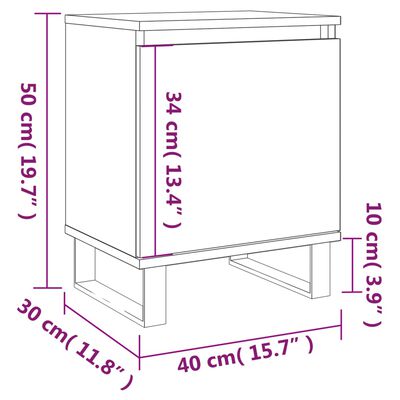 vidaXL Κομοδίνα 2 τεμ. Μαύρα 40 x 30 x 50 εκ. από Επεξεργασμένο Ξύλο