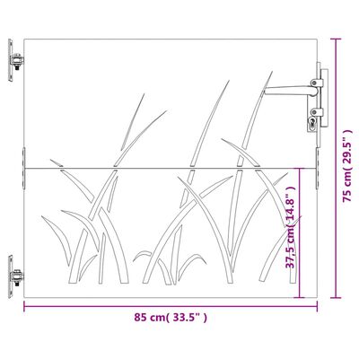 vidaXL Πύλη Κήπου με Σχέδιο Γρασίδι 85 x 75 εκ. από Ατσάλι Corten