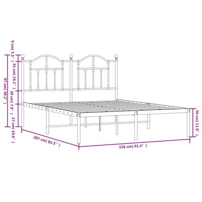 vidaXL Πλαίσιο Κρεβατιού με Κεφαλάρι Λευκό 150 x 200 εκ. Μεταλλικό