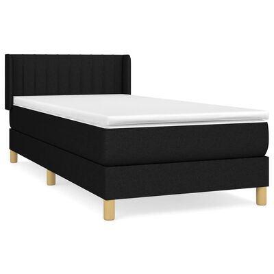 vidaXL Κρεβάτι Boxspring με Στρώμα Μαύρο 90x190 εκ.Υφασμάτινο