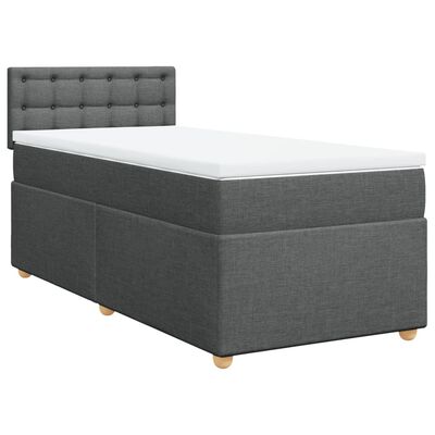 vidaXL Κρεβάτι Boxspring με Στρώμα Σκούρο Γκρι 90x190 εκ. Υφασμάτινο