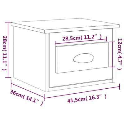 vidaXL Κομοδίνο Επιτοίχιο Μαύρο 41,5 x 36 x 28 εκ.