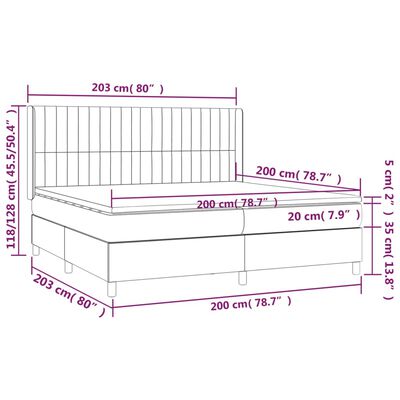 vidaXL Κρεβάτι Boxspring με Στρώμα Σκούρο Γκρι 200x200 εκ. Υφασμάτινο