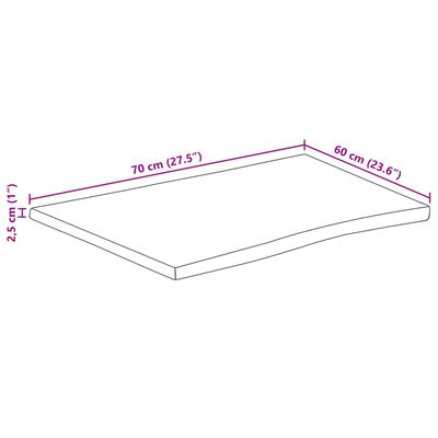 vidaXL Επιφάνεια Τραπεζιού 70x60x2,5 εκ. Live Edge Μασίφ Ξύλο Μάνγκο