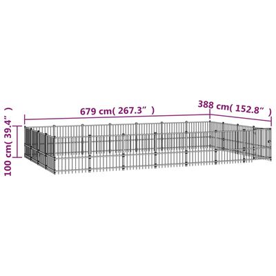 vidaXL Κλουβί Σκύλου Εξωτερικού Χώρου 26,35 μ² από Ατσάλι