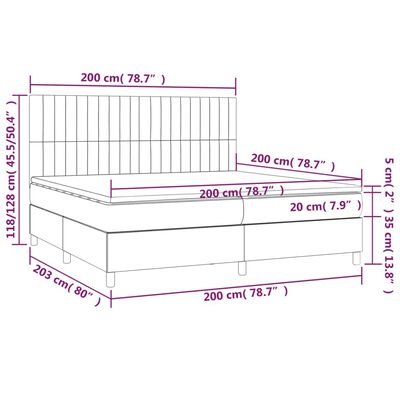 vidaXL Κρεβάτι Boxspring με Στρώμα Ανοιχτό Γκρι 200x200 εκ. Βελούδινο