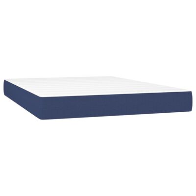 vidaXL Κρεβάτι Boxspring με Στρώμα Μπλε 140x190 εκ. Υφασμάτινο